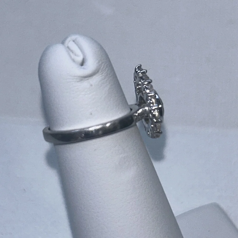 Sterling Silver Genuine Peridot & White Topaz Gemstone Accent Pinky Ring Boho
